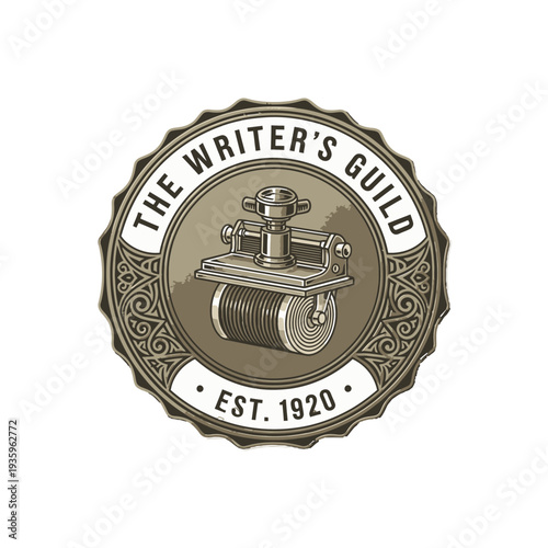Vintage style emblem of The Writer's Guild established in 1920.
