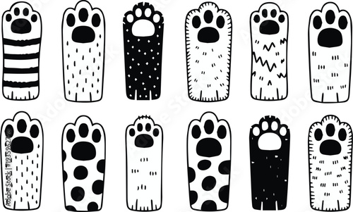 Monster pattern repeat with paw head motifs