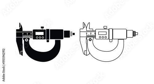 Two calipers one black and one white are displayed side by side highlighting their precision engineering silhouette high quality professional detailed modern elegant
