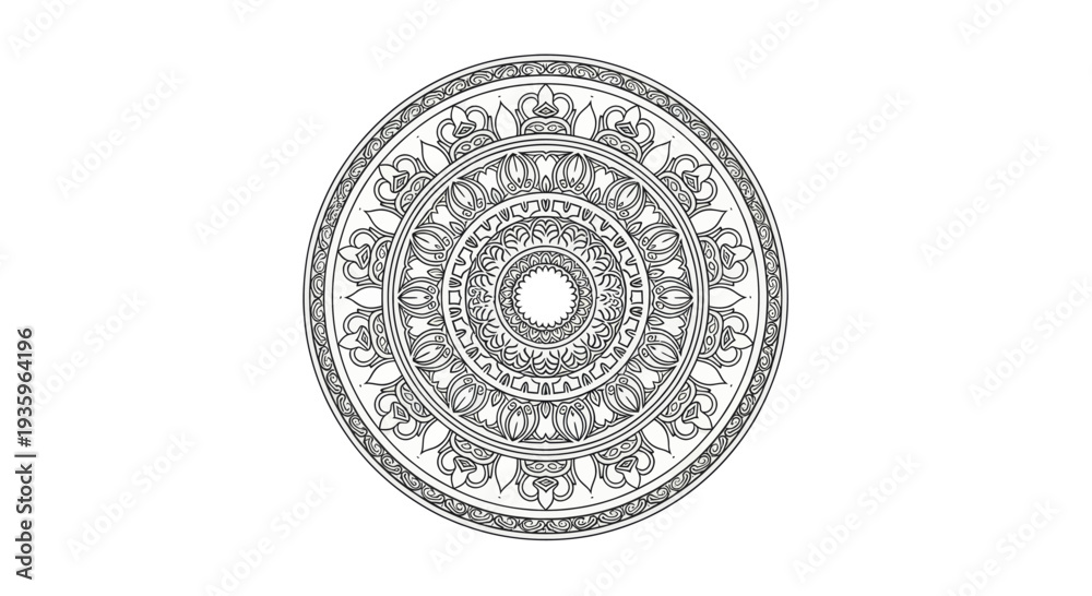 Fototapeta premium Intricate Mandala Pattern - Circular Decorative Design with Floral and Geometric Elements