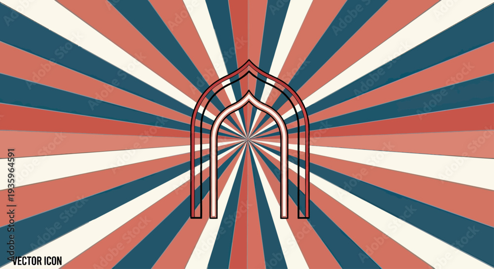 Fototapeta premium Islamic Archway with Sunburst Background