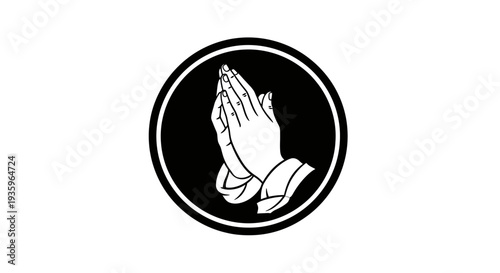 Praying Hands Icon Black and White