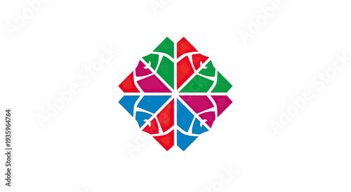 Abstract Colorful Geometric Floral Pattern on White Background