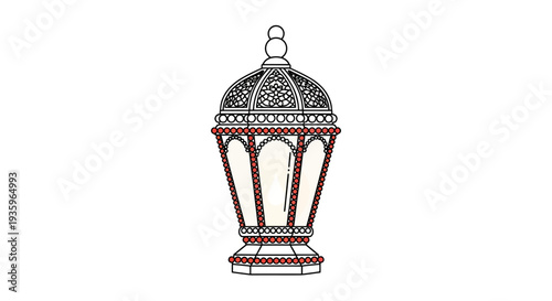 Ornate Moroccan Lantern with Intricate Pattern on White Background