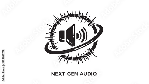 A black vector logo featuring a speaker with sound waves and the text 'NEXT-GEN AUDIO' on a clean white background, representing modern audio technology.