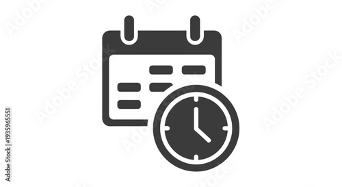 Calendar and Clock Icon Symbol Time.