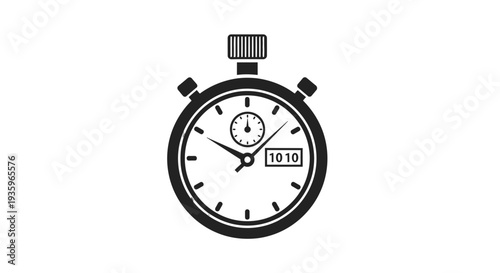Black and White Stopwatch with Numbers.