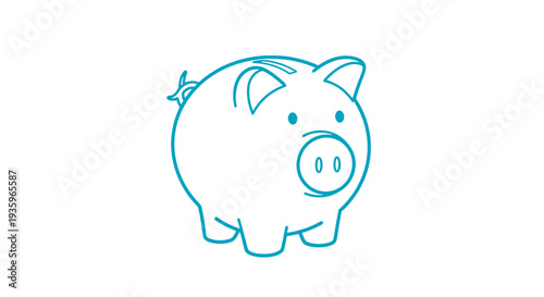 Simple Line Drawing of a Piggy Bank.