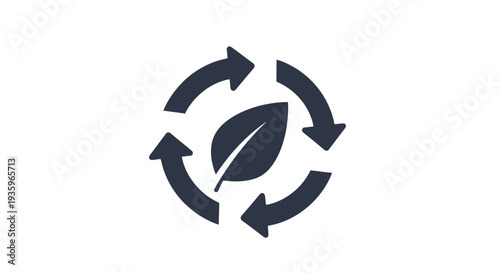 Recycling Symbol with Leaf Icon Design.