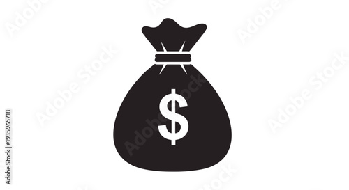 Black Money Bag with Dollar Sign.