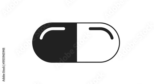 Black and White Medical Pill Capsule.