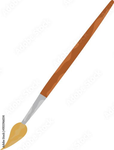 Paintbrush. An artistic tool with soft bristles, designed for applying paint to paper, canvas or other surfaces. Painting and decorative design. A symbol of creativity and the artistic process.