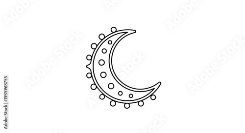 Crescent Moon with Dots Outline Icon - Simple Vector Graphic