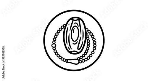 Islamic Prayer Beads and Date Icon Symbol