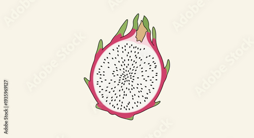 Dragon Fruit Half Cut Fresh Fruit.