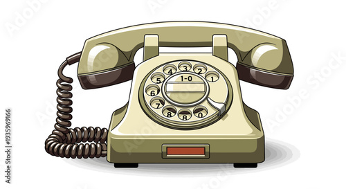 Vintage rotary phone with receiver.