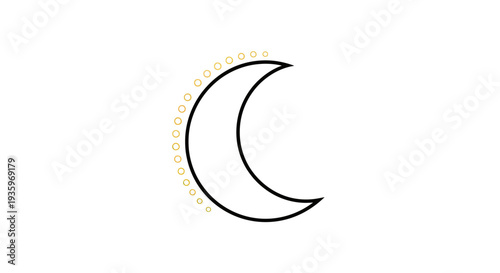 Minimalist Crescent Moon Icon with Subtle Glow on White Background