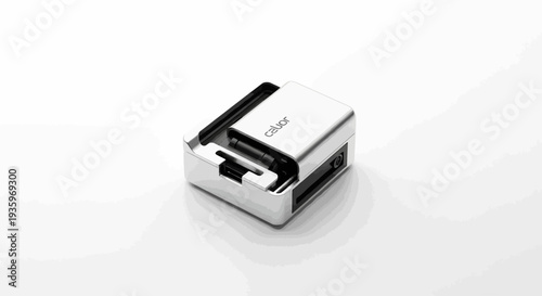 Small silver metal USB flash drive.