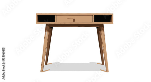 Modern wooden desk with drawer.