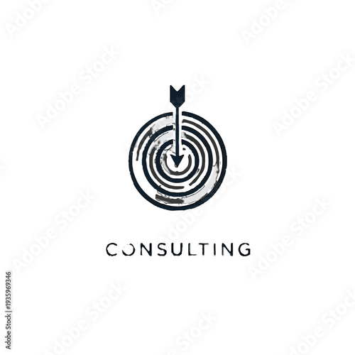 Black and white target logo with arrow and consulting text.