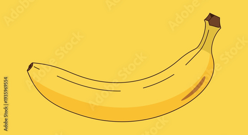 Yellow Banana Fruit Closeup Illustration.