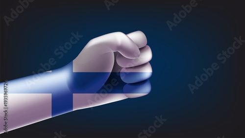 Fist with flag of Finland. 3d vector illustration