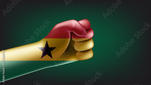 Fist with flag of Ghana. 3d vector illustration