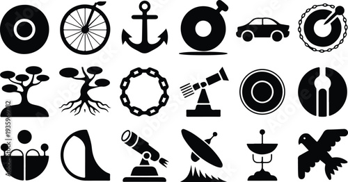 Set of 20 black icons vector