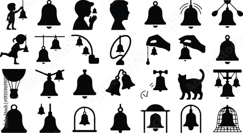 Set of 30 bell icons vector
