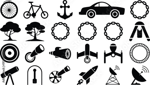 Set of 20 transportation icons vector