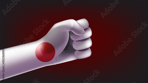 Fist with flag of Japan. 3d vector illustration