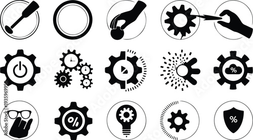 Set of 13 gear icons vector