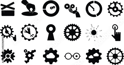 Set of 20 industrial gear icons vector