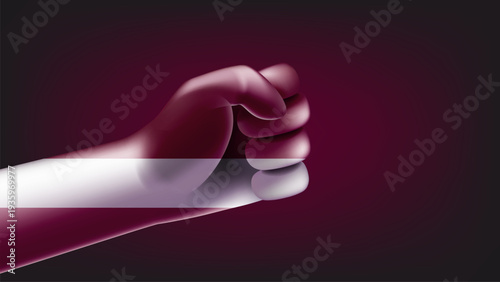 Fist with flag of latvia. 3d vector illustration