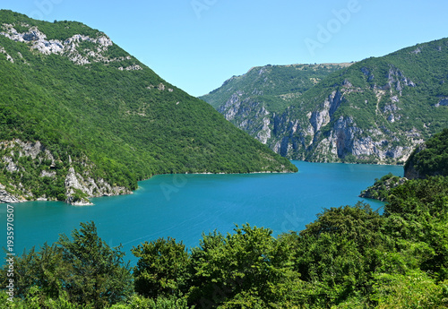 Lake Piva (Pivsko jezero) reservoir in Montenegro
