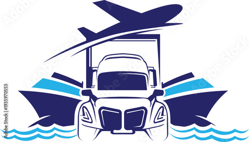 Logistics icon. Containing distribution, shipping, transportation, delivery, cargo, freight, route planning, supply chain, export and import . Solid icon collection.ship and boat icon set. 