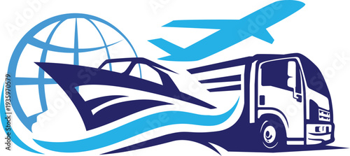 Logistics icon. Containing distribution, shipping, transportation, delivery, cargo, freight, route planning, supply chain, export and import . Solid icon collection.ship and boat icon set. 