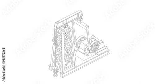 Industrial oil pumpjack machinery for petroleum extraction process.