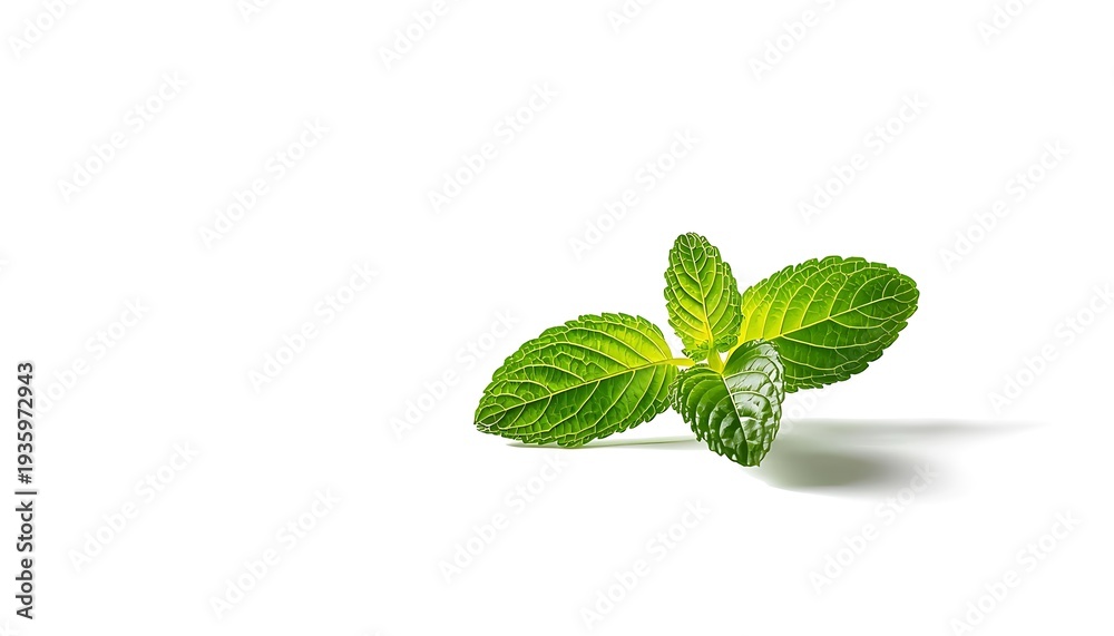 Fototapeta premium A sprig of fresh mint leaves on a white background