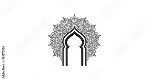 Islamic Archway with Intricate Mandala Pattern