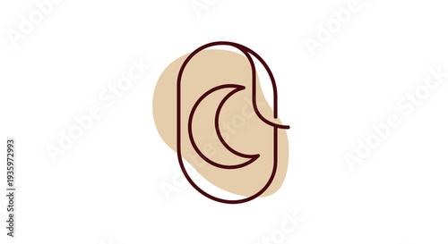 Abstract crescent moon icon with organic shape, minimalist line art
