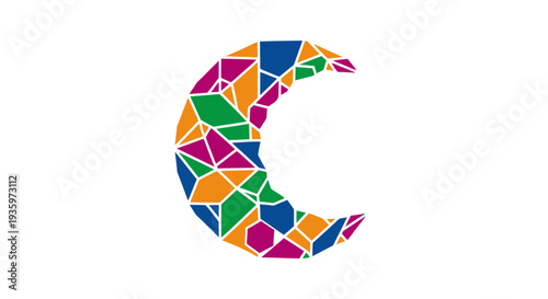 Colorful Crescent Moon Mosaic - Abstract Geometric Design