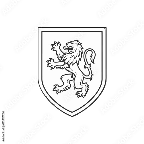 Black and white lion emblem on shield crest.