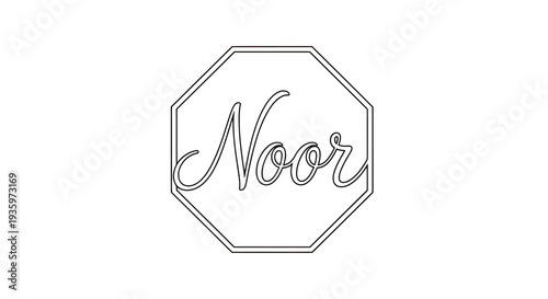 Modern geometric octagon logo with elegant script word 'Noor' inside, clean design