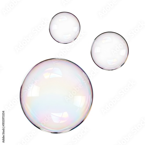 Three translucent spheres arranged in a triangular formation