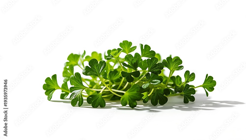 Obraz premium A bunch of fresh green parsley leaves on a white background