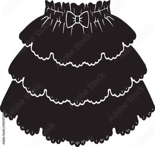 Voluminous Three Tier Ruffled Baby Skirt Silhouettes with Scalloped Edges