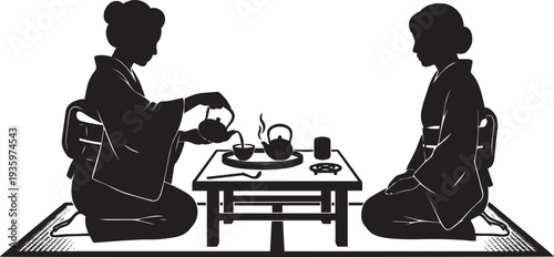 Japanese Tea Ceremony Silhouette Vector