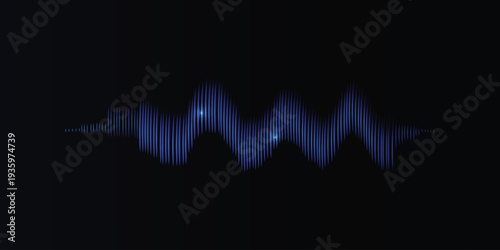 Sound wave line background, abstract black equalizer with light glow effect, voice audio assistant, energy pulse beat. Vector soundwave illustration