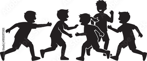 Group People Walking Torch Parade Silhouette Vector